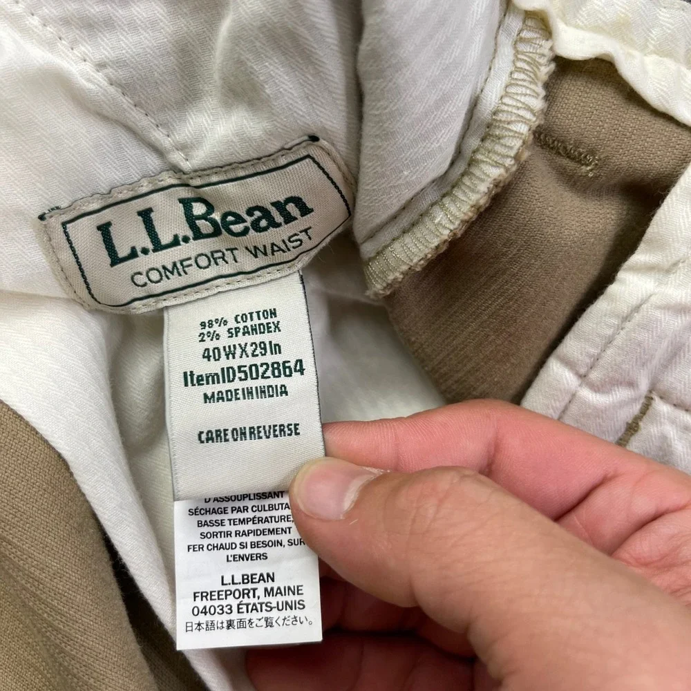 NEW LL Bean Comfort Waist Corduroy Pants Mens 40x26 Tan Khaki Straight Leg